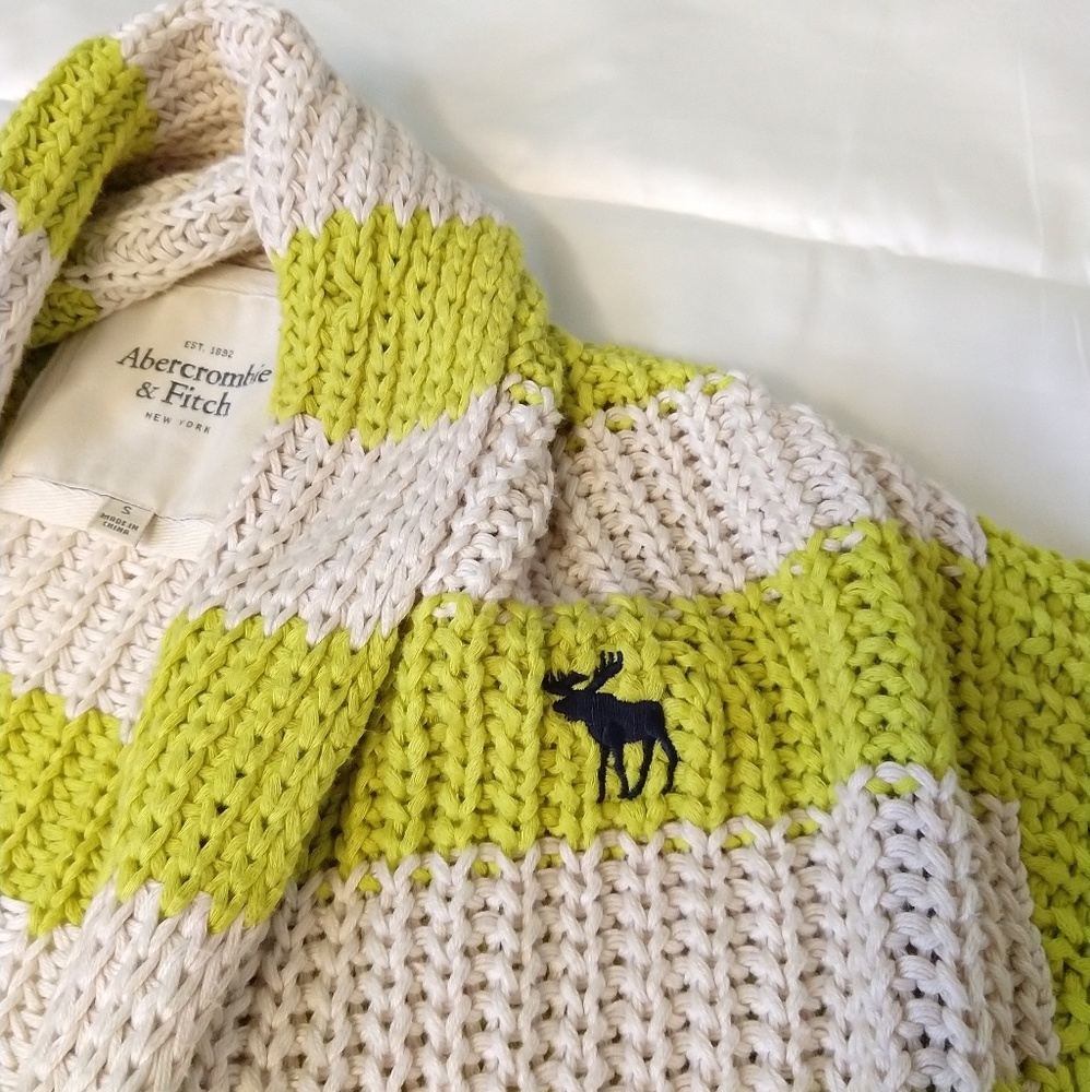 Abercrombie & Fitch Striped Short Sleeve Cardigan